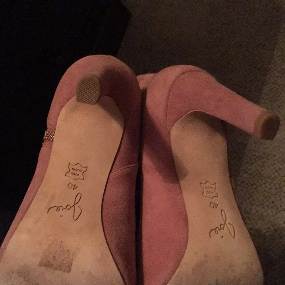 JOIE REAL SUEDE BLUSH COLOR PEEP TOE LEATHER SOLED EUC BOOTIES WORN 1x size eu40 - Picture 10 of 13